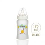 360°矽膠防護寬口徑玻璃奶瓶180ml